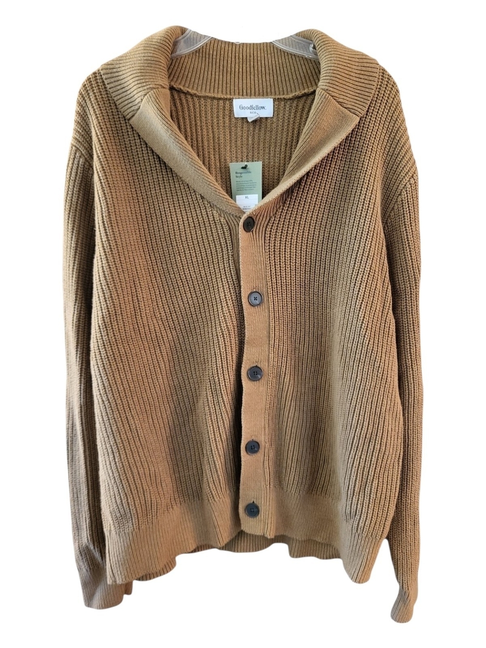 NWT Goodfellow & Co Brown Ribbed Shawl-Collar Cardigan - Size XL